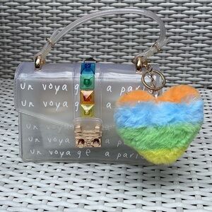 NWOT- Clear Rainbow Stud Crossbody Bag Purse Handbag